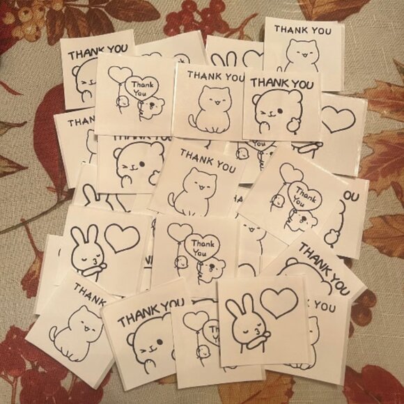 Set of 30 - Thank you / Open Me Seal Adhesive Square Packaging Label Stickers​ - Picture 1 of 2